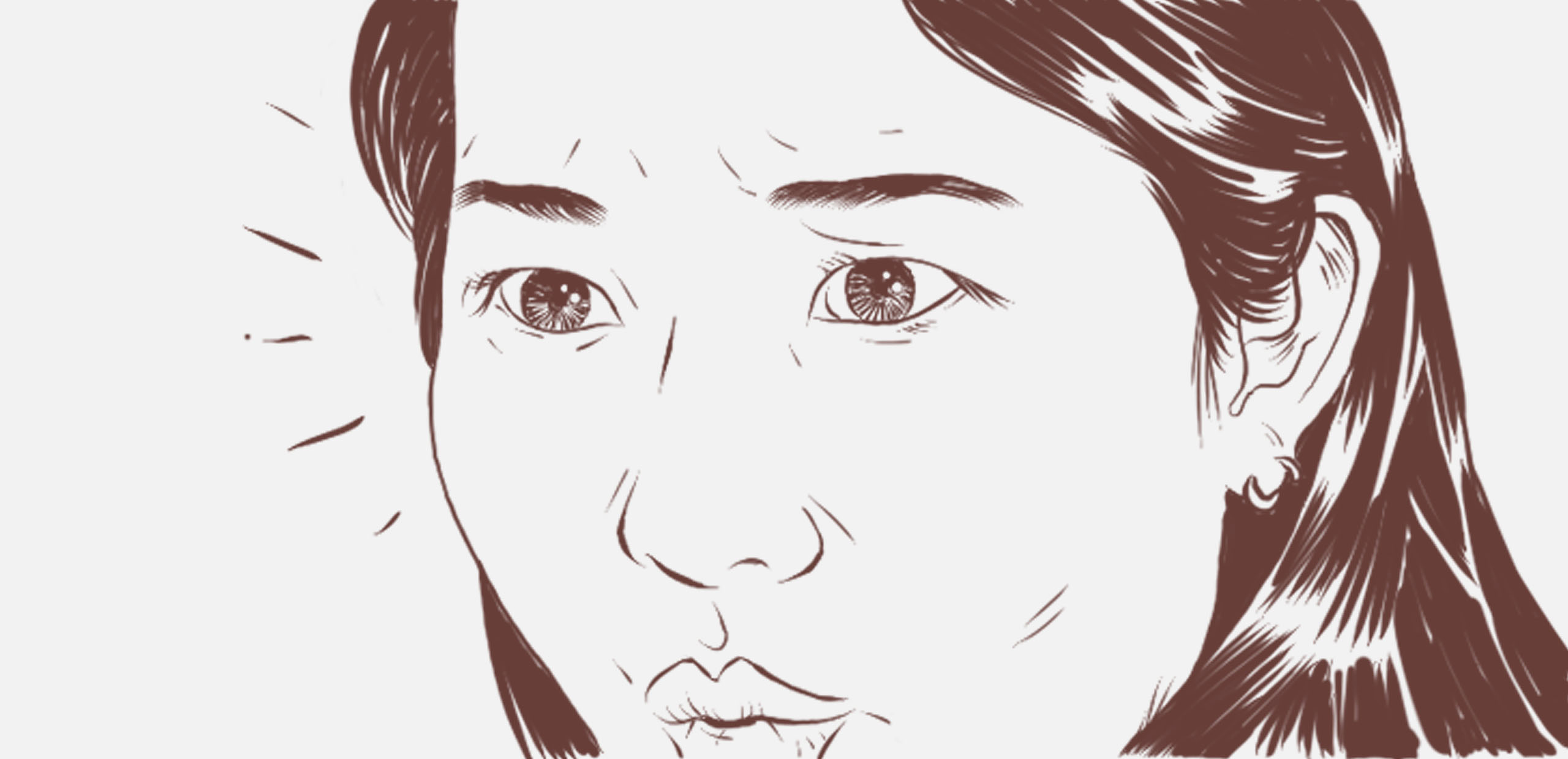 one color illustration a designer looking stunned