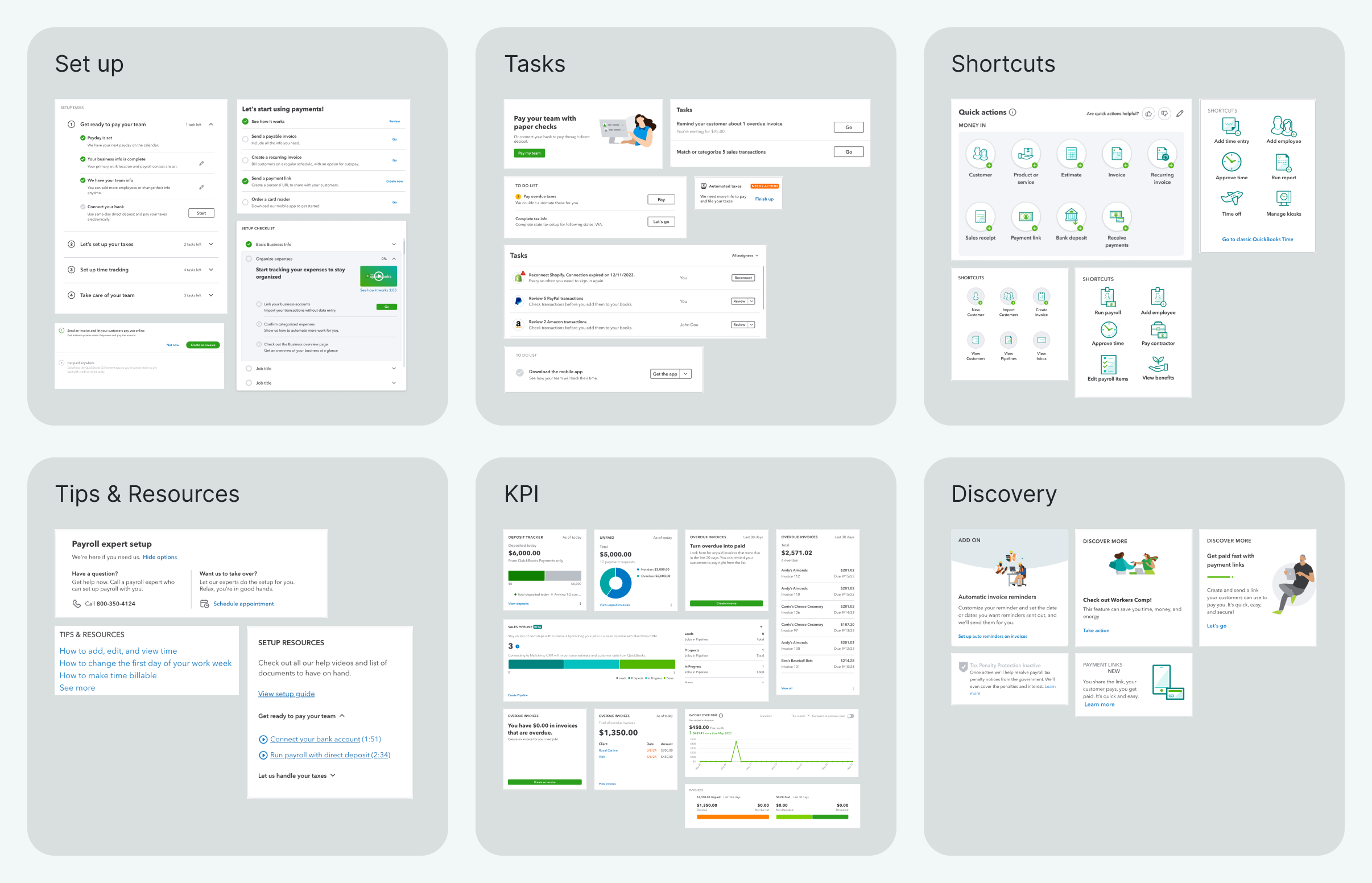 Widget designs grouped by category