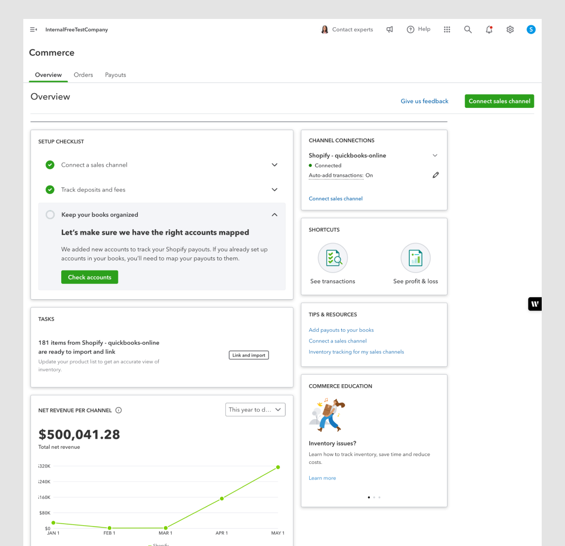 Commerce dashboard design