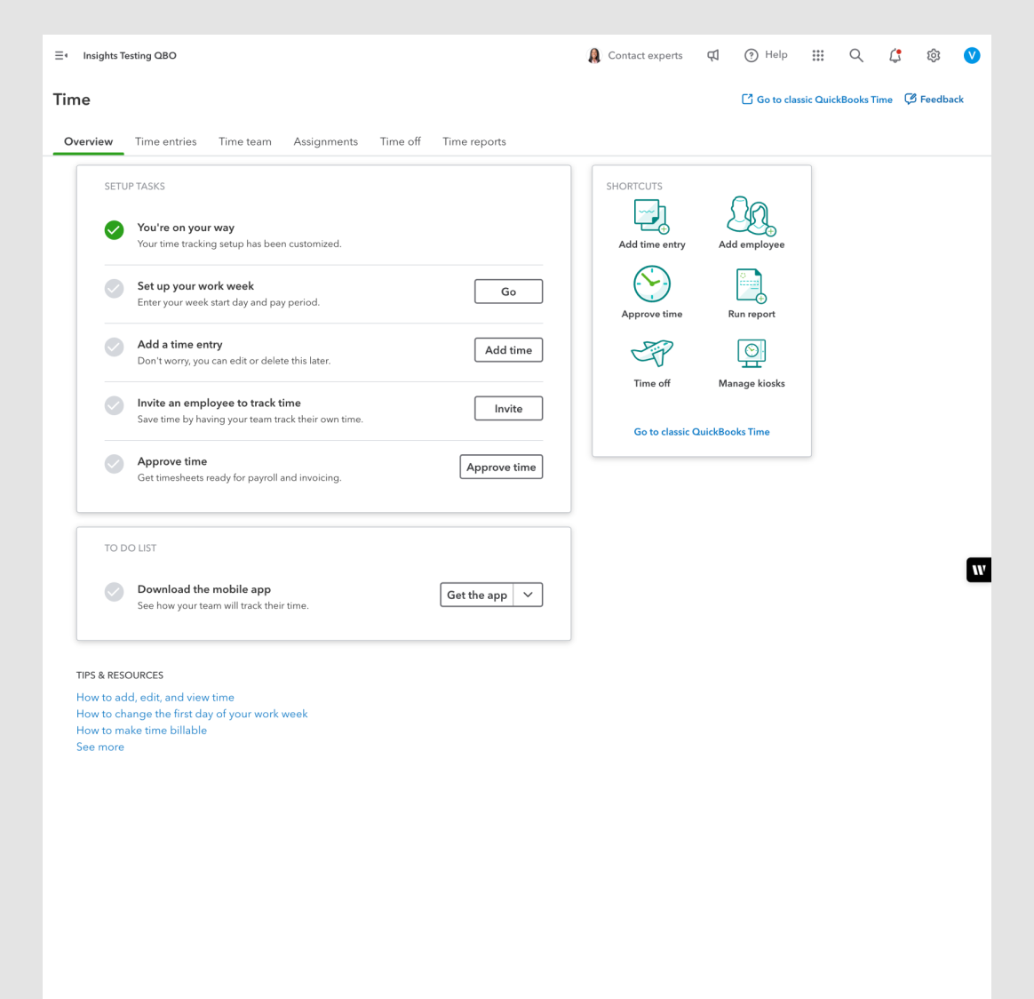 Time dashboard design