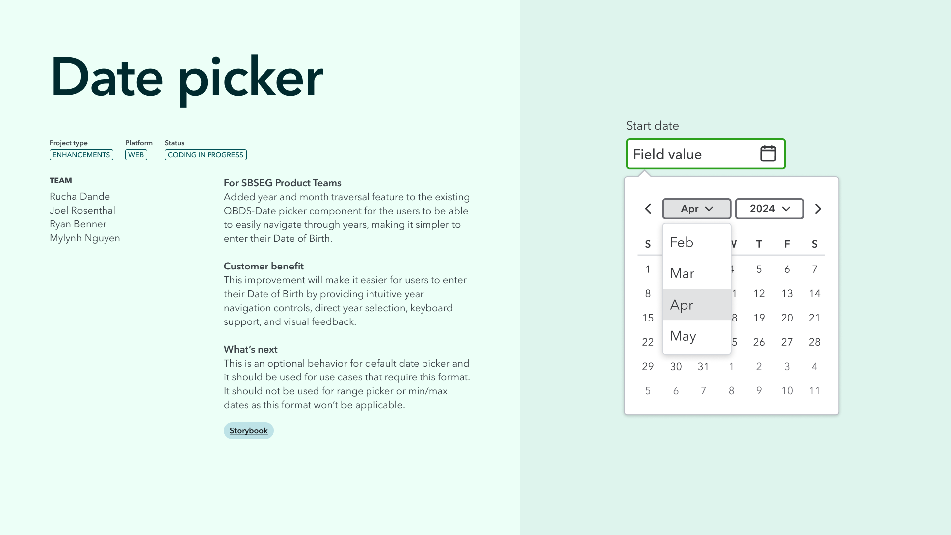 Date picker design component slide